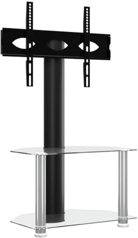 Meuble TV d angle 2 niveaux pour 32 70 pouces noir argenté