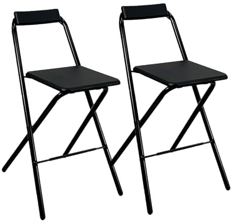 Sgabello da Bar Pieghevole con Schienale, Sgabello Pieghevole Alto, Sedia Portatile Pieghevole Sedie Richiudibili per Cucina per Adulti, Giardino (Color : Black B, Size : 60cm/24in 2pcs)
