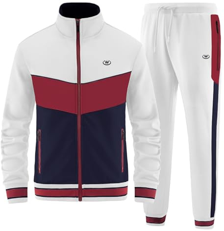 ANOTWENER Träningsoveraller för män, set, lediga långa ärmar, full dragkedja, jacka och joggingbyxor, joggingdräkt, sportkläder, JW-7151, L
