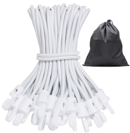 JunGG Lot de 25 tendeurs en caoutchouc avec crochets - 15 cm - Avec crochets - Pour fixation de bâche, tente, camping