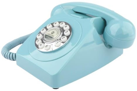 Milageto Téléphone avec Livre, Téléphone Filaire de Vintage, Téléphone Fixe de Rétro à L'ancienne pour Décoration de Fête, Bar, Bureau, Annive, Bleu