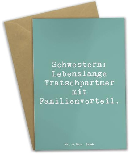 Mr. & Mrs. Panda Beileidskarte Spruch Schwestern Tratschpartner - Geschenk, osterkarten, osterkarte, Geschenke, herzerwärmende Sprüche, Geschwisterliebe, einladungskarten, kommunionskarte, Weihnachten