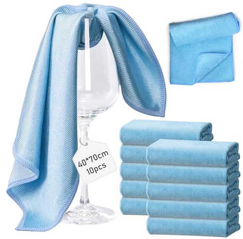10 paños de pulido para copas de vino, 40 x 70 cm, paños de microfibra grandes para cristal, reutilizables, paños de pulido de copas de vino, paños de microfibra sin rayas, paños de microfibra para