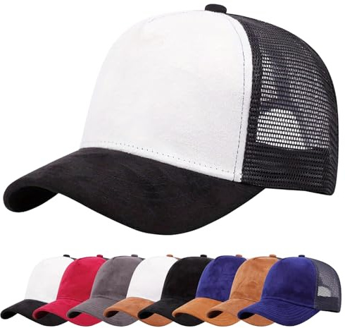 Enwokran Baseball Cap Mens Hats Unisex Hip Hop Trucker Caps Adjustable Mesh Back UPF 50+ UV Protection Summer Sun Hat Sports Cap (Black White)