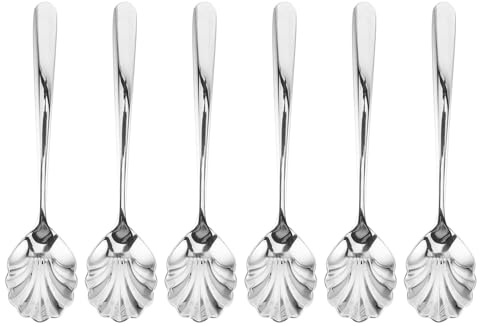 HOLIDYOYO 6pièces Cuillères à Dessert Acier Inoxydable De Forme De Idéales Pour Crème Pudding Yogourt Et Gâteaux Les Hôtels Et Cafés