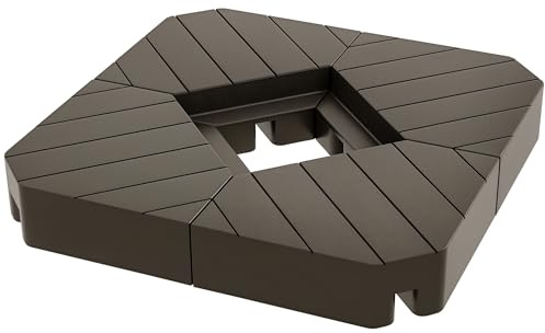 Outsunny Lot de 4 Dalles de Parasol Poids de lestage carré pour parasols déportés Pieds Croix - à remplir d'eau ou de Sable jusqu'à 60/80 kg - Marron