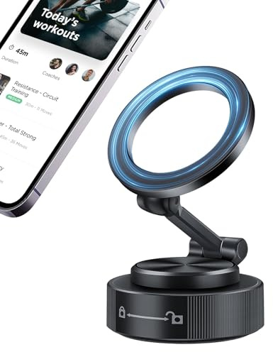 EEEKit Vacuum Magnetic Phone Holder, 360° Adjustable Suction Cup Phone Mount for Car Compatible with iPhone Magsafe and All Smartphones