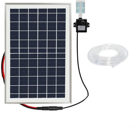 Sandyseptember Kit de pompe à eau avec panneau solaire 10 W avec tuyau de 2 m, pour bassin extérieur et aquarium oxygénation pour système de filtration