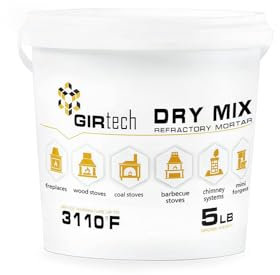 GIRtech Refractory Cement Dry Mix Mortar 5 LB 3110 Degree °F High Temp Heat Resistant Mortar for Repairing & Masonry, Fire Brick Lining Fire Pit, Fireplace, Kiln, Furnace, Forge