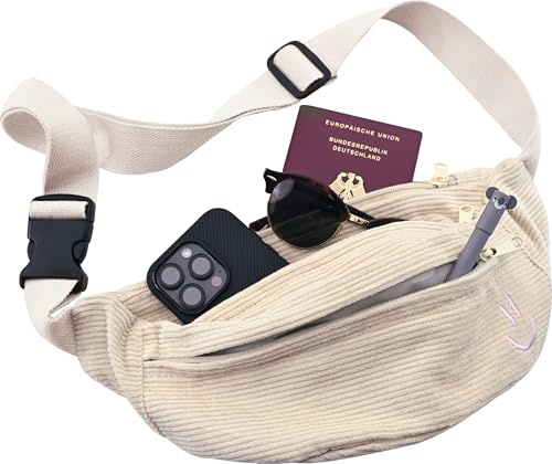 EBERHARD FABER - Sac banane en velours côtelé beige
