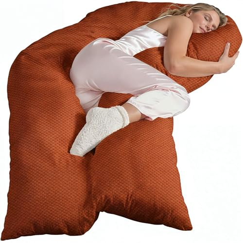 Traumreiter Seitenschläferkissen Jumbo XXL langes und extra hohes orthopädisches KomfortKissen, Schwangerschaftskissen zum Schlafen, Stillkissen Kissen, SchlafKissen, Body Pillow mit Bezug Terrakotta