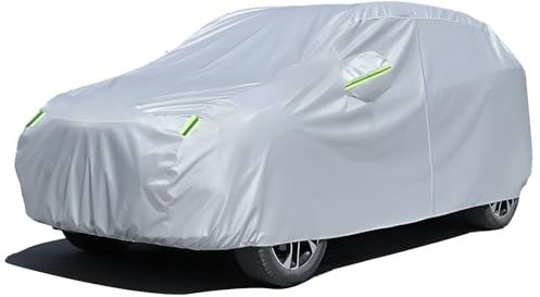 FWNT Bâche Voiture Extérieur, Tissu d'Oxford 210D Housses Voiture Étanche Anti UV Soleil Sun Dust Protection(Argenté,C9 - pour SUV de 485 à 510 cm)
