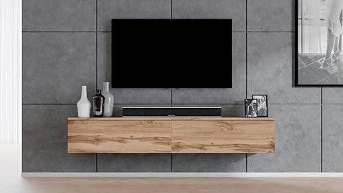 AXLIVING Schrank für TV Designer Lowboard Eiche Wotan Loriano 2x100cm