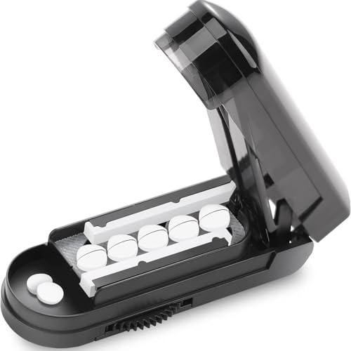 Bohrma Tablettenteiler für Große und Kleine Tabletten Für Tabletten-Vitamin-Medizin in ein Halbes Viertel Schneiden Pillenteiler versteckter Schneide Aus Pillenteiler mit Tablettenaufbewahrungsfach