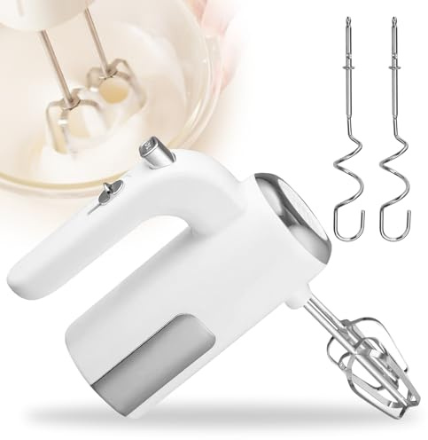 Elektrischer Handmixer 400W, Handrührgerät mit 2 Edelstahl-Rührbesen und 2 Knethaken, Mixer Handrührer, 5 Geschwindigkeiten, Hand Mixer für Backen Kuchen, Eier Sahne Lebensmittel