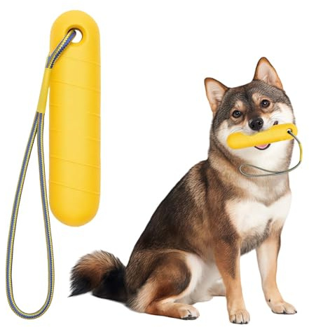 LUMOOM Interaktives Hundespielzeug, Wasserspielzeug Hund, Hundetraining mit Nylon Rope Trainieren Apportieren im Wasser, Schwimm Spielzeug für Mittelgroße, Große Hunde (Gelb)