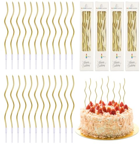 JUGUTA Geburtstagskerzen Kuchen, 24 Ripple-Geburtstagskerzen Mit Ständer, Für Kinder & Erwachsene, Dekorative Geburtstagstorte, Hochzeitsparty, Abschlussfeier