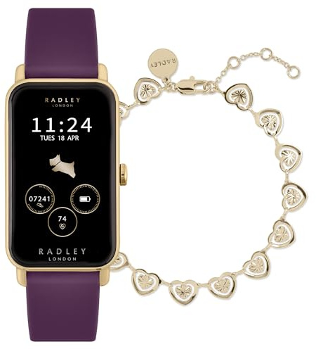 RADLEY Ladies Series 21 Smart Dark Plum Lozenge Silicone Strap Watch and Bracelet Set RYS21-2178