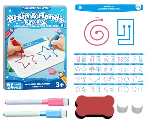 Promoción del desarrollo cerebral a través de tarjetas - Juego lógico y cognitivo | 20 tarjetas para el entrenamiento de los hemisferios izquierdo y derecho del cerebro | Para la coordinación de la
