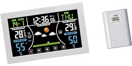 CAZSTYK Multifunctional Weather Digital Alarm Clock with Temperature Humidity Display for Time and Climate Condition Garden Shed Humidity Transducer