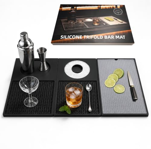 Tapis de Bar Pliable en Silicone, Tapis de Cocktail Pliant Multifonctionnel avec Planche à découper, Tapis de Bar pour comptoir, décorations de Bars pour la Maison, l'extérieur, Les Voyages