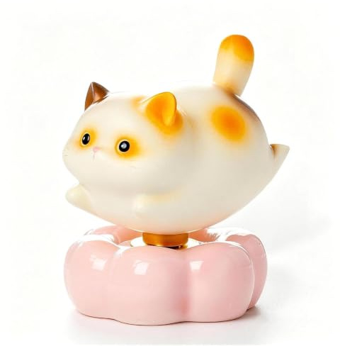 DIYCUT Drehbare Glückskatze Winkekatze aus Harz, 6,5×4,5×5,5 cm | Katzenfiguren Deko, Für Büro, Wohnzimmer, Schlafzimmer, Arbeitszimmer