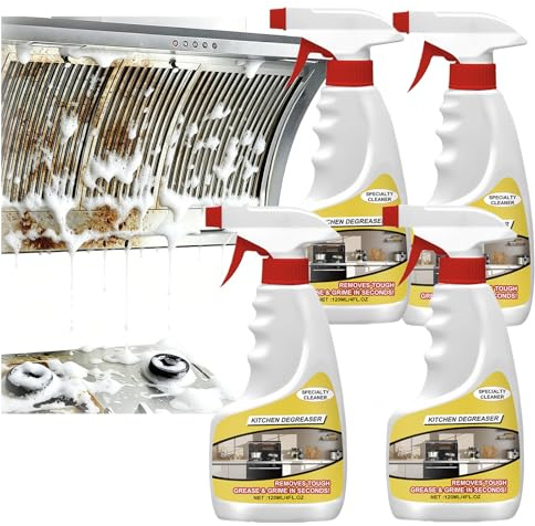 Kitchen Degreaser & Cleaner For Multi-Surface Cookware & Countertop， Powerful Grease Remover For Oven Stove Cooktop Range Hood， Kitchen Spray Cleaner， Heavy Duty Heavy Duty Degreaser (4PCS)