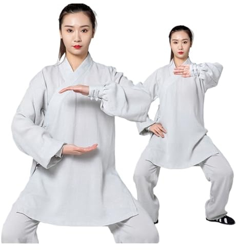 Tai Chi-dräkt, Dam Tai Chi Suit Traditionell bomull Linne Flerfärgad Kung Fu Uniform Set i flera storlekar(Gray,S)