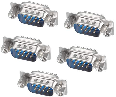 sourcing map D-sub Connector Male Plug 9-pin 2-row Port Terminal Breakout for Mechanical Equipment CNC Computers Blue Pack of 5