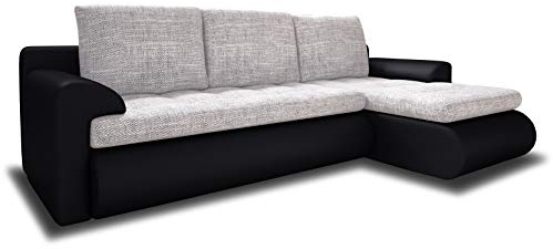 Sofnet Ecksofa Santi - Polsterecke L-Form, Schlafsofa mit Bettkasten, Couchgarnitur mit Schlaffunktion, Couch, Sofa, Sofagarnitur (Schwarz + Silber (Madryt 1100 + Berlin 10), Ecksofa Rechts)