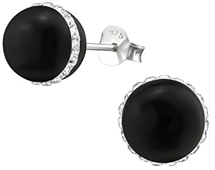 Monkimau Damen Ohrringe Kugel Ohrstecker aus 925 Sterling Silver echt Silber mit 38 Kristallen