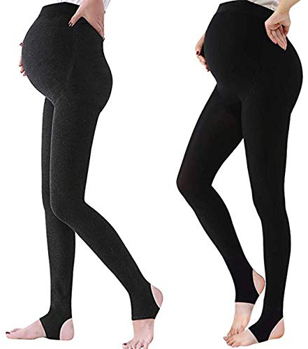 LOVELYBOBO 2 Pieces Collant maternity calze premaman opache Maternity Tights Maternità Leggings la gravidanza Donna 320D (navy + grigio)