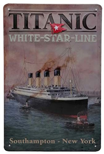 Titanic Plakat - hochwertig geprägtes maritimes Blechschild 20 x 30 cm, Schiff, Dampfer, Maritim, KreuzfahrtMetall-Poster-Schild Magnet