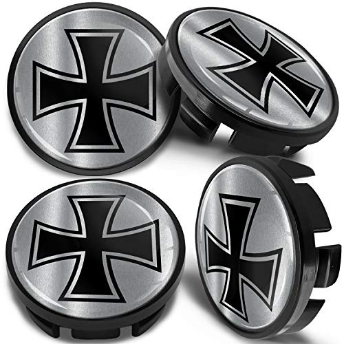 SkinoEu 4 x 65mm Nabendeckel Felgendeckel Radnabenabdeckung Nabenkappen Felgenkappen Radkappen Alufelgen Kompatibel mit VW 3B7 601 171 / 6U7 601 171 Silber CVZ 9