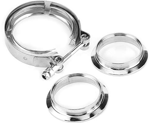 Qiilu Kit de Abrazadera de Brida de Banda en V, Kit de Abrazadera de Brida de Banda en V de 2,5 Pulgadas Accesorio de Acero Inoxidable T-304 para Tubos de Bajada de Escape Turbo