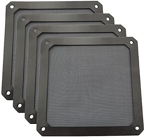 ZYAMY 4pcs 120mm PC Fan Dust Filter Magnetic Frame Computer Fan Grills Dust Mesh PC Cooler Filter Screen Dustproof Case Covers 12cm x 12cm, Black
