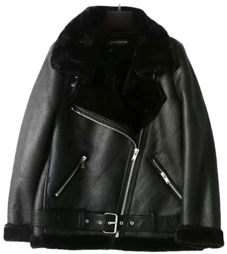 nonotse Herbst-Winter-Jacke Damen Langärmel-Reißverschluss Locker Jacke, Samt Polsterjacke, Schwarz,M