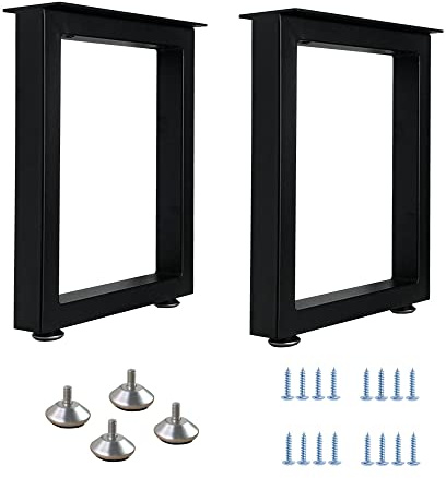 QLLY 2 PCS Patas de Mesa de Metal de Alta Resistencia de 40 cm, Patas de Muebles Cuadrados industriales con pies Ajustables, Patas de Escritorio Resistentes para Mesa de Bricolaje, 30 cm x 40 cm