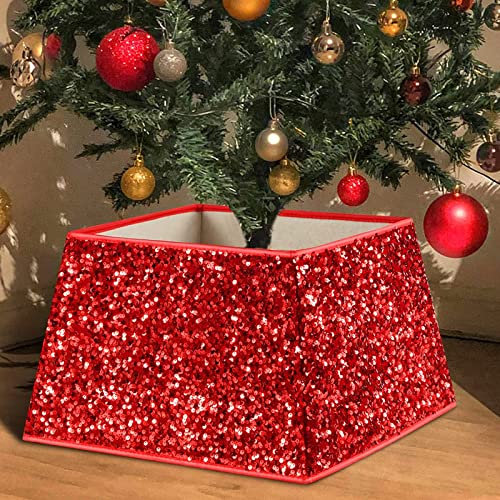 Weihnachtsbaum Decke Tannenbaumdecke Christbaumständer Kragen Ständer Abdeckung Baumdecke Weihnachtsbaumdecke Weihnachtsbaum Kragen Faltbarer Weihnachtsbaumrock Weihnachtsbaum Deko,Rot