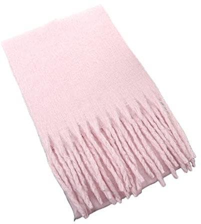 WLLDDDIU Strickschal Damen,Winterschals Rosa Weicher Warmer Schal Dicke Decke Dicke Zöpfe Quaste Kaschmir-Feeling-Schal Langer Großer Winterschal Trendige Stola-Schals Für Frauen Mädchen