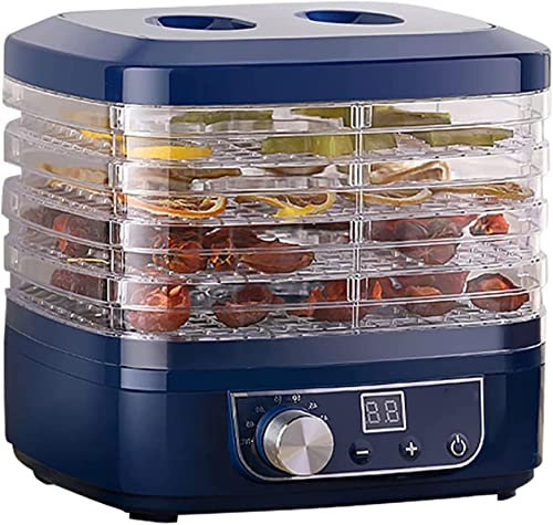 Samnuerly Food Dehydrator Fruit Dryer Mini Dehydrators with 5 Large Trays, Adjustable Thermostat for Dried Fruit, Vegetables, Meat, Jerky, Pet Treats