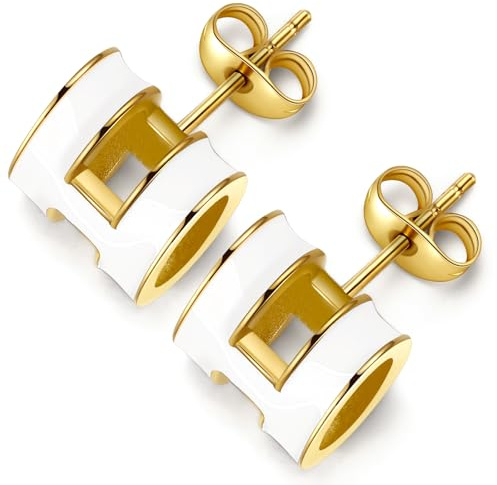 Weiß Ohrringe Damen Gold, Ohrstecker Gold Damen, Ohrringe Goldene Dupes Schmuck Geschenke für Frauen