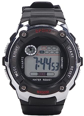 Asixxsix Digitaluhr, wasserdichte, Leuchtende Digitale Chronographenuhr mit Silikonarmband, Stoppuhr, Alarm, Wochendatumsanzeige, 12/24 Stunden, Outdoor-Sportuhr für Herren,