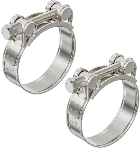 Edelstahl Auspuffschelle Schlauchschellen Edelstahl(2Stk, 60-63mm) | Gelenkbolzen Auspuffrohr Klemme Stark und Robust Gelenkbolzenschelle Passend für Motorrad-Ablassventil