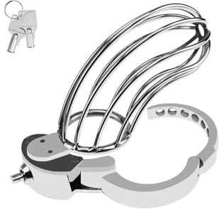 Größenverstellbarer Peniskäfig Mit Ausgehöhlter，Atmungsaktivem Keuschheitsgürtel Für Herren Aus Edelstahl，Keuschheitskäfig Herren (Large)