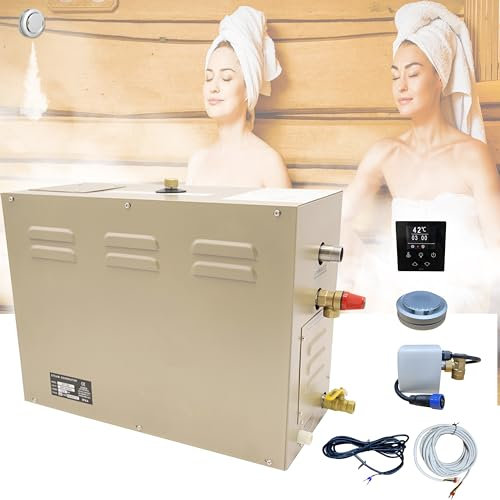 JJFFTAO, Generador de ducha de vapor, 15 kw para el hogar, comercial, kit generador de ducha de vapor, ducha de vapor, con sistema de autodrenaje, temperatura ajustable de 35.0 a 55.0 °C, espacio