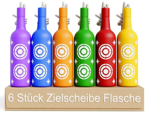 Giklux 6 Stück Schießstand Zielscheibe Flasche, Schießscheiben der Kunststoff für Luftgewehr, Airsoft Gewehr, Luftdruckgewehr, Softair Pistole, Schleuder Zwille, Training Zielscheiben, Hängendes Ziele