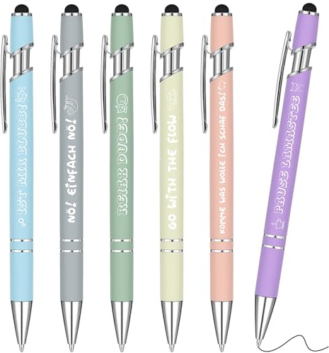 Dianelhall 6 Lustige Kugelschreiber Lehrer Stifte Einziehbarer Kugelschreiber Druckkugelschreiber Kollegen Anti Stress Eingabestift Metall Motivation Stift Abschiedsgeschenk für Kollegen Weihnachten