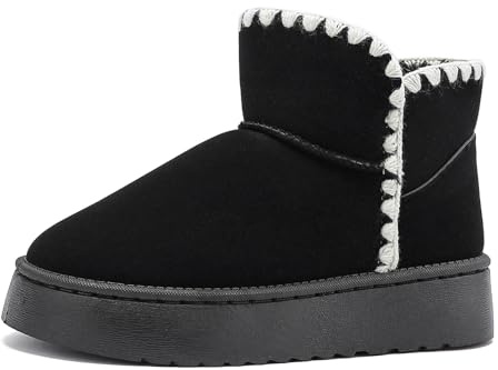 Jifenkla Botas de Nieve Mujer,Botines con diseño de encaje ondulado de moda，Forradas con Pelo Botas de Invierno,Impermeables Antideslizantes Zapatos,Senderismo Deportes Trekking
