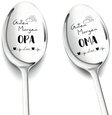 Geburtstagsgeschenk für Oma und Opa, 2 Stück Kaffeelöffel mit Gravur Geschenk für Beste Oma und Opa zum Geburtstag Ostern Geburtstagsgeschenk Vatertagsgeschenk Personalisiert für Großeltern